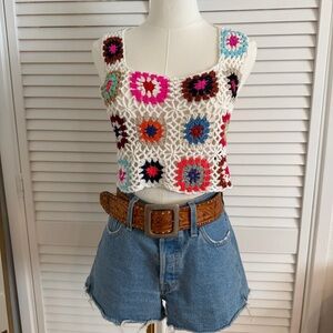 Granny Square Boho Crochet Crop Top